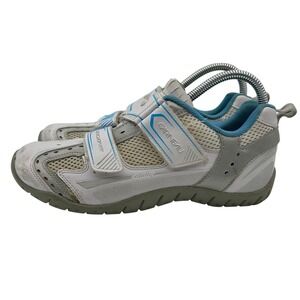 Louis Garneau Ergo Grip Cycle Shoes Womens Size 8.5 White Blue Multi Rx Biking